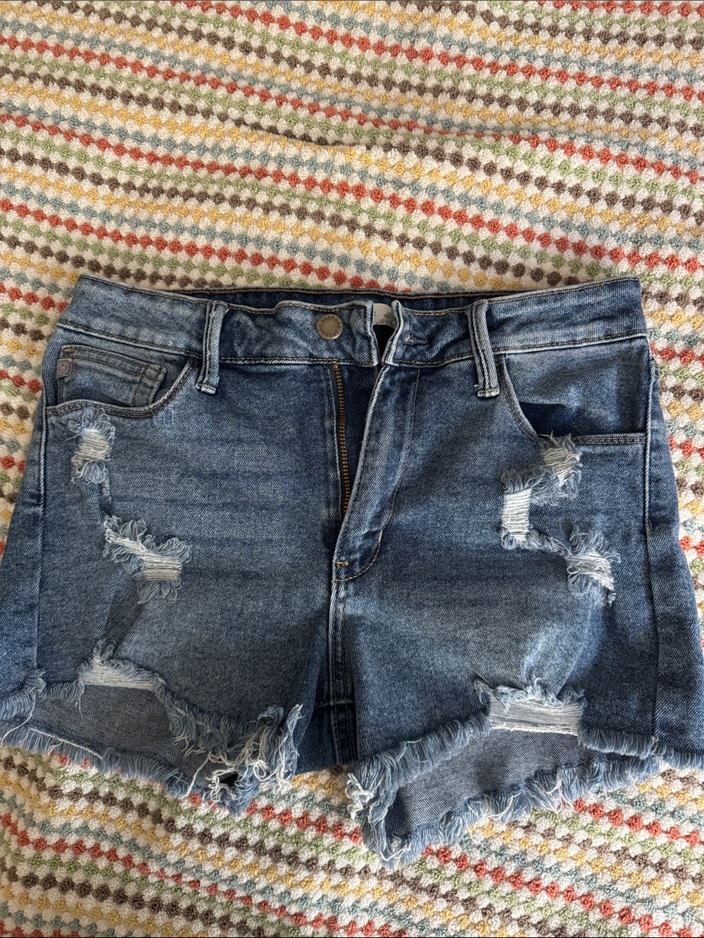 Altar'd State Distressed Blue Denim Jean Shorts